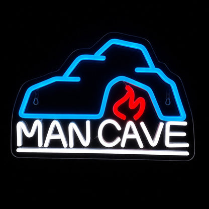 Man Cave With Roof And Flame LED Neon Sign Home Bar Wall Decoration - Shineneon