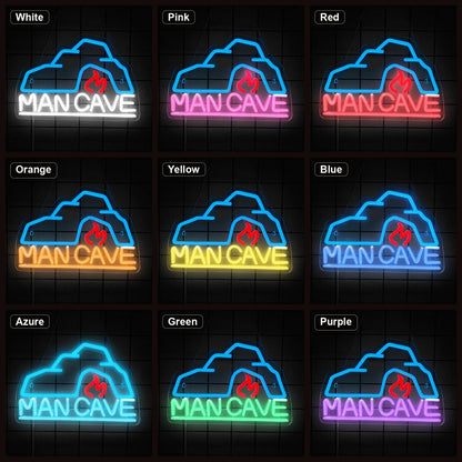Man Cave With Roof And Flame LED Neon Sign Home Bar Wall Decoration - Shineneon