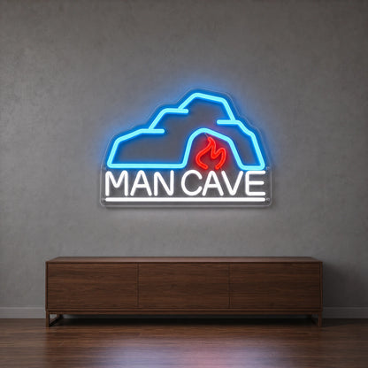 Man Cave With Roof And Flame LED Neon Sign Man Cave Neon Sign size image