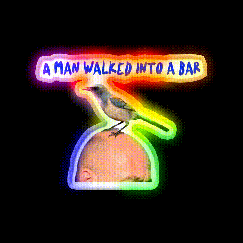 Man In Bar With Bird On Head Man Cave Bar Led Neon Sign Rgb Color