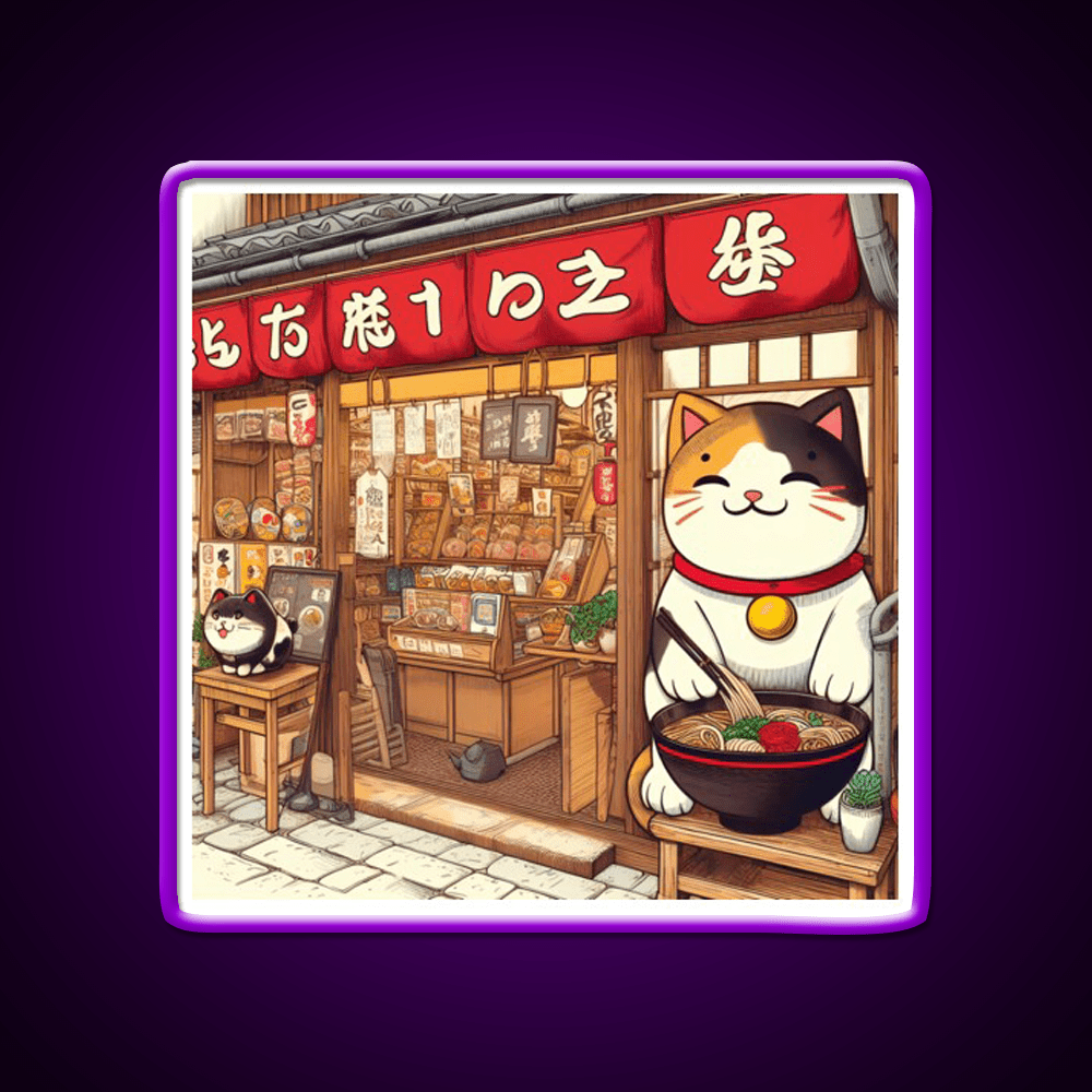 Manekineko At Ramen Shop Snack Food Led Neon Sign Rgb Color - Shineneon