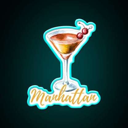 Manhattan Call Me Old Fashioned Cocktail Bar Decor Led Neon Sign Rgb Color - Size and dimension reference