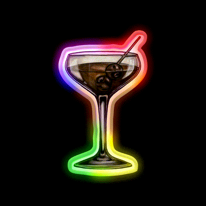 Manhattan Cocktail Bar Decor Led Neon Sign Rgb Color - LED neon sign close-up detail