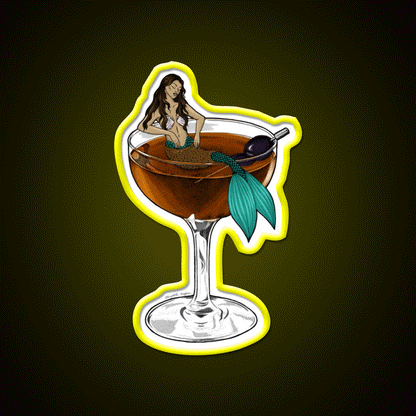 Manhattan Cocktail Illustration Cocktail Bar Decor Led Neon Sign Rgb Color - Custom LED neon sign front view
