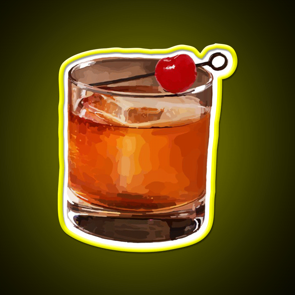 Manhattan On The Rocks Cocktail Bar Decor Led Neon Sign Rgb Color - Custom LED neon sign front view