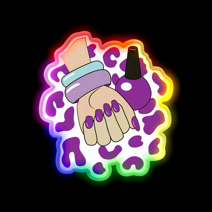 Manicure Hand Art Print Nail Salon Led Neon Sign Rgb Color - LED neon sign close-up detail