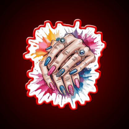 Manicure Hands Watercolor Splash Nail Salon Led Neon Sign Rgb Color - Shineneon