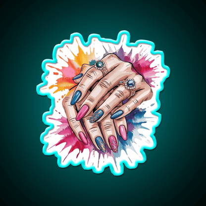 Manicure Hands Watercolor Splash Nail Salon Led Neon Sign Rgb Color - Shineneon