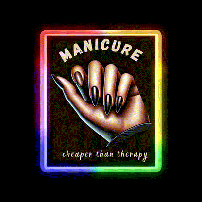 Manicure Is Cheaper Than Therapy Nail Salon Led Neon Sign Rgb Color - LED neon sign close-up detail