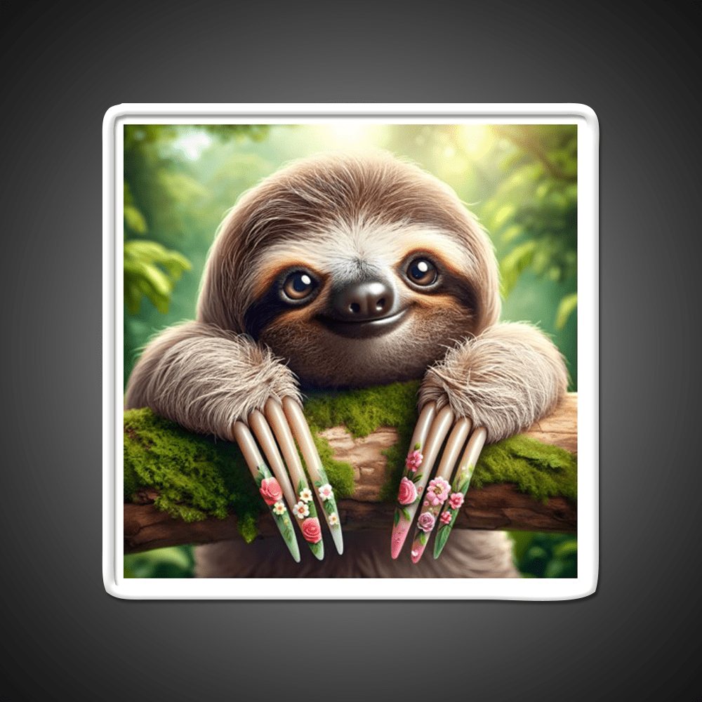 Manicured Sloth In A Lush Forest Nail Salon Led Neon Sign Rgb Color - Shineneon