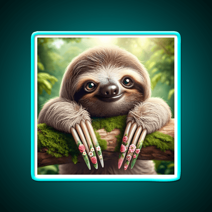Manicured Sloth In A Lush Forest Nail Salon Led Neon Sign Rgb Color - Shineneon