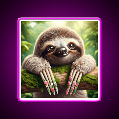 Manicured Sloth In A Lush Forest Nail Salon Led Neon Sign Rgb Color - Shineneon