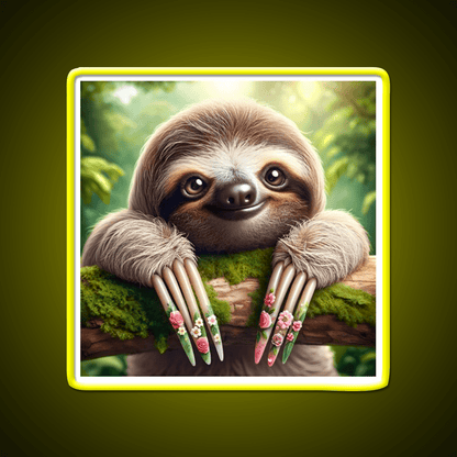 Manicured Sloth In A Lush Forest Nail Salon Led Neon Sign Rgb Color - Shineneon