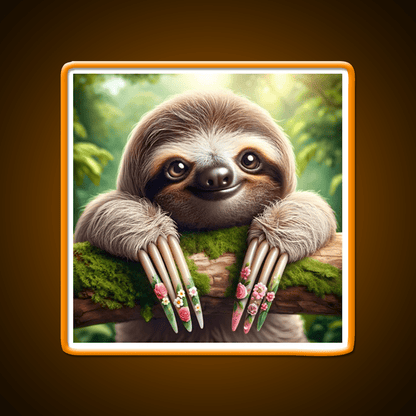 Manicured Sloth In A Lush Forest Nail Salon Led Neon Sign Rgb Color - Shineneon