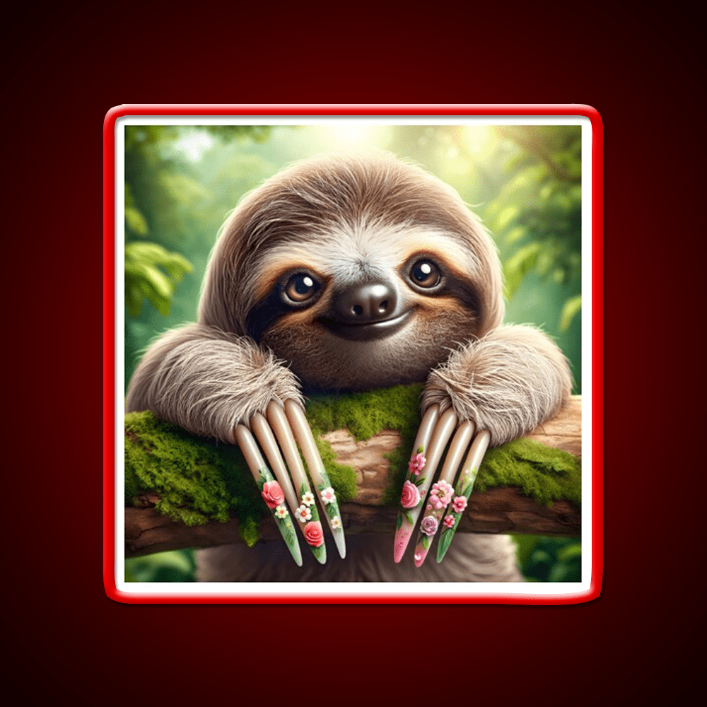 Manicured Sloth In A Lush Forest Nail Salon Led Neon Sign Rgb Color - Shineneon