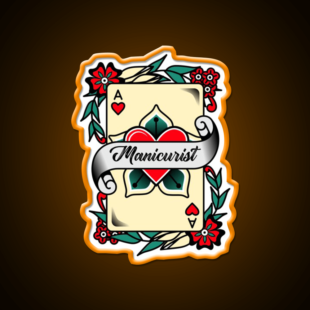 Manicurist With An Ace Of Hearts Graphic Nail Salon Led Neon Sign Rgb Color - Shineneon