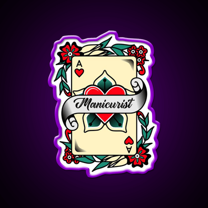 Manicurist With An Ace Of Hearts Graphic Nail Salon Led Neon Sign Rgb Color - Shineneon