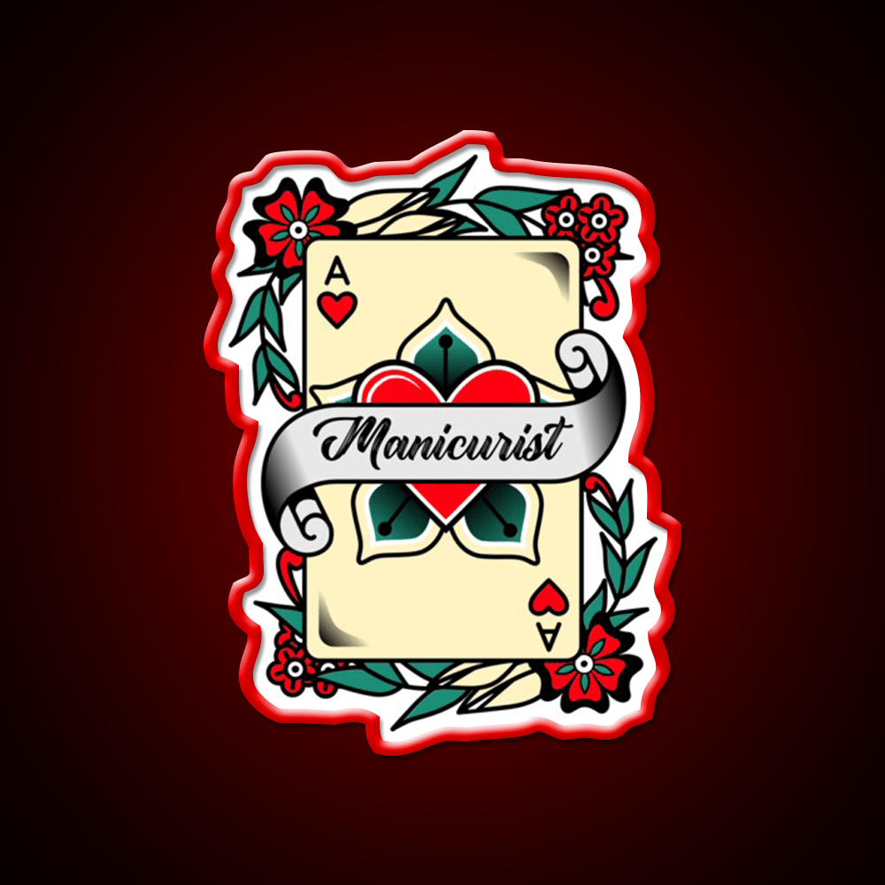 Manicurist With An Ace Of Hearts Graphic Nail Salon Led Neon Sign Rgb Color - Shineneon