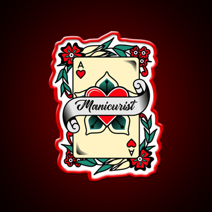 Manicurist With An Ace Of Hearts Graphic Nail Salon Led Neon Sign Rgb Color - Shineneon