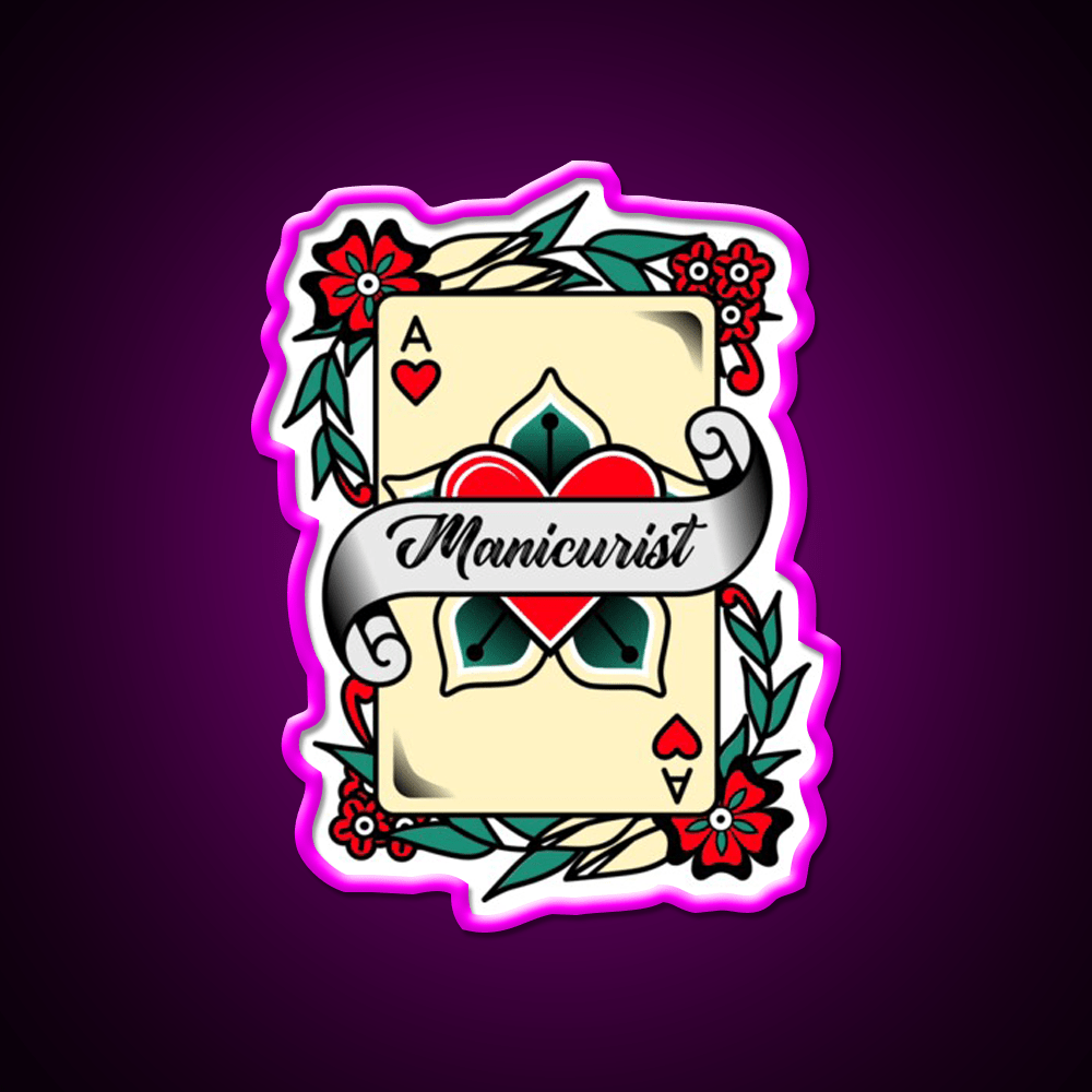 Manicurist With An Ace Of Hearts Graphic Nail Salon Led Neon Sign Rgb Color - Shineneon