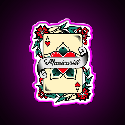 Manicurist With An Ace Of Hearts Graphic Nail Salon Led Neon Sign Rgb Color - Shineneon