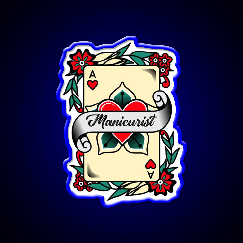 Manicurist With An Ace Of Hearts Graphic Nail Salon Led Neon Sign Rgb Color - Shineneon