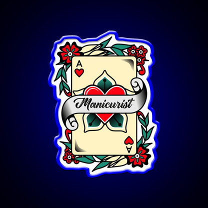 Manicurist With An Ace Of Hearts Graphic Nail Salon Led Neon Sign Rgb Color - Shineneon