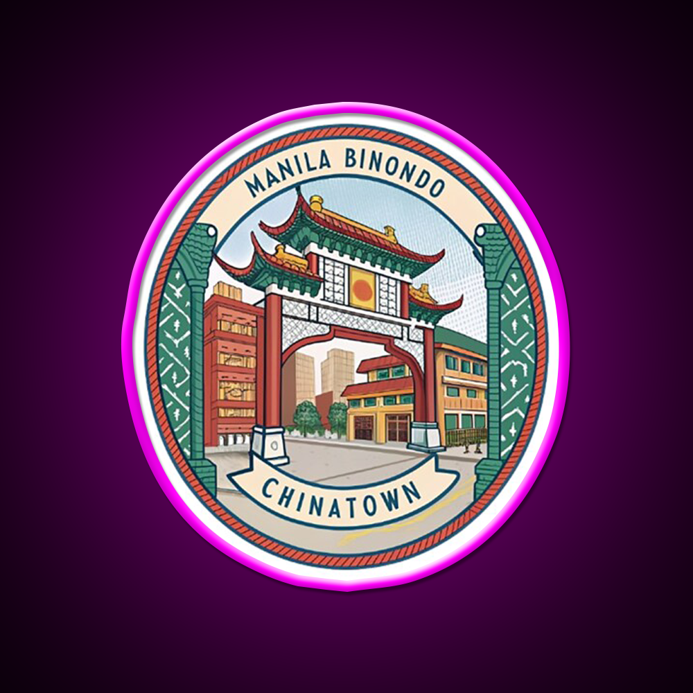 Manila Binondo Chinatown Asian Cultural Led Neon Sign Wall Art Rgb Color - Neon sign mounted on wall in room