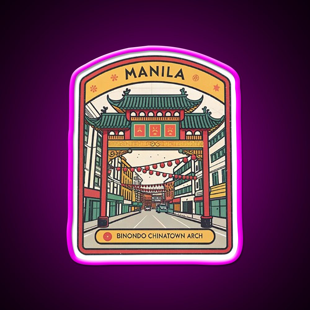 Manila Chinatown Asian Cultural Led Neon Sign Wall Art Rgb Color - Neon sign mounted on wall in room