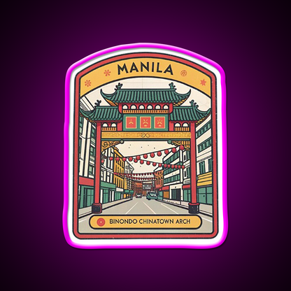 Manila Chinatown Asian Cultural Led Neon Sign Wall Art Rgb Color - Neon sign mounted on wall in room
