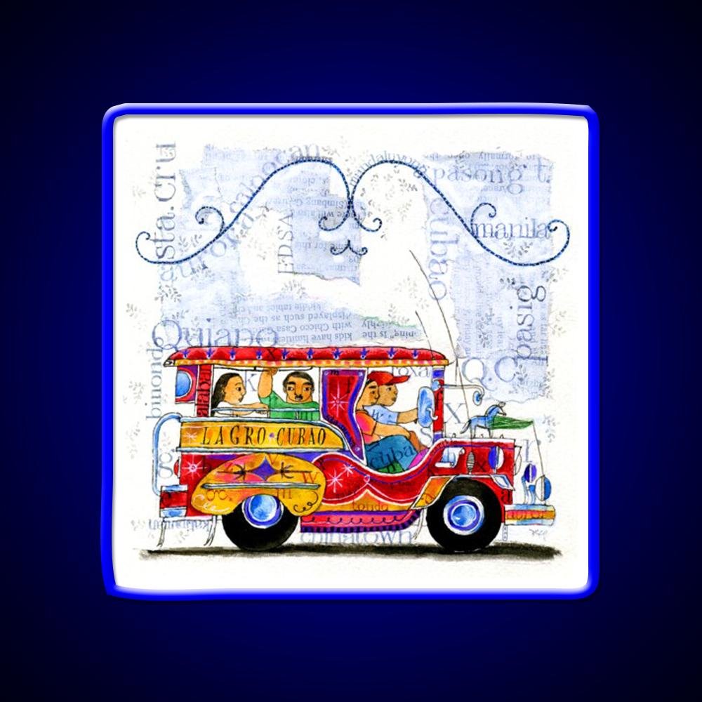Manila Jeepney Ride Illustration Asian Cultural Led Neon Sign Rgb Color - LED neon sign view 5