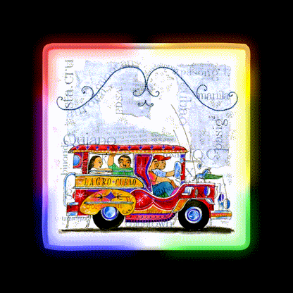 Manila Jeepney Ride Illustration Asian Cultural Led Neon Sign Rgb Color - LED neon sign close-up detail