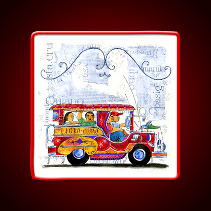 Manila Jeepney Ride Illustration Asian Cultural Led Neon Sign Rgb Color - Shineneon