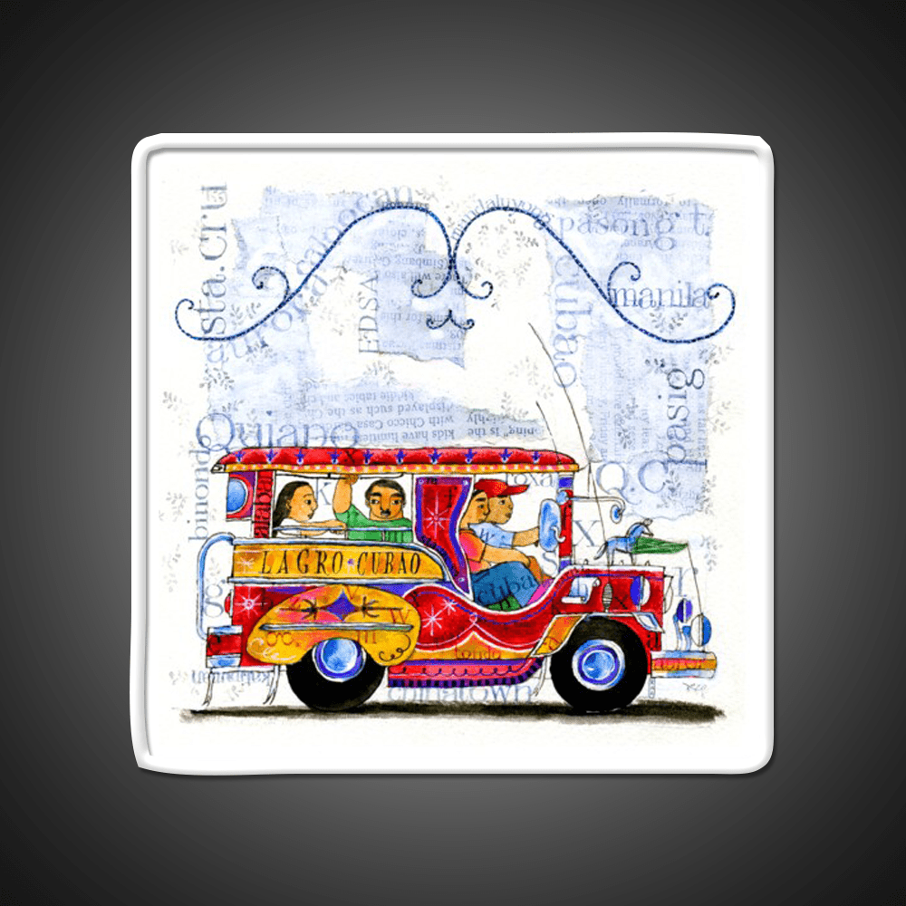 Manila Jeepney Ride Illustration Asian Cultural Led Neon Sign Rgb Color - Shineneon
