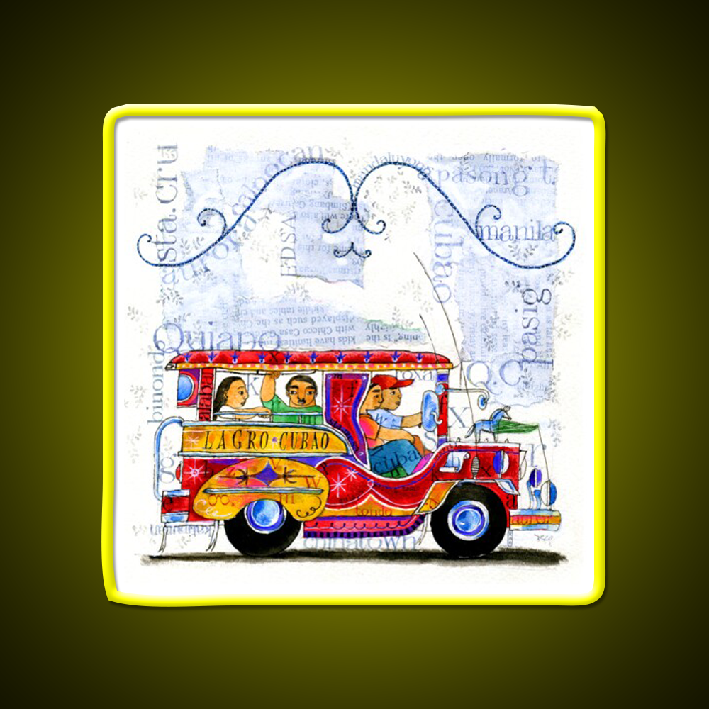 Manila Jeepney Ride Illustration Asian Cultural Led Neon Sign Rgb Color - LED neon sign view 7