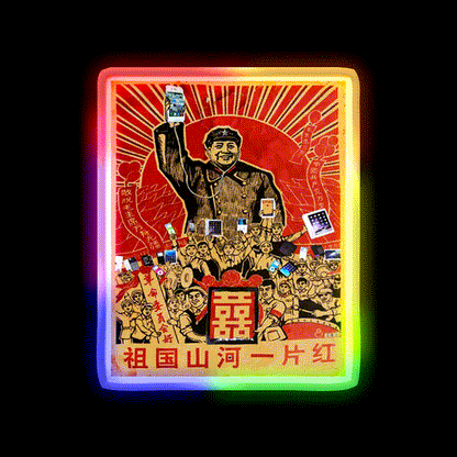 Mao Loves Apple Asian Cultural Led Neon Sign Rgb Color - LED neon sign close-up detail