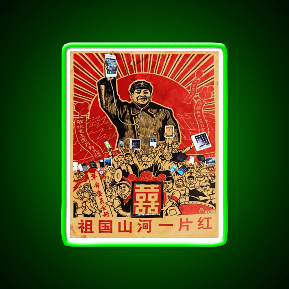 Mao Loves Apple Asian Cultural Led Neon Sign Rgb Color - Shineneon
