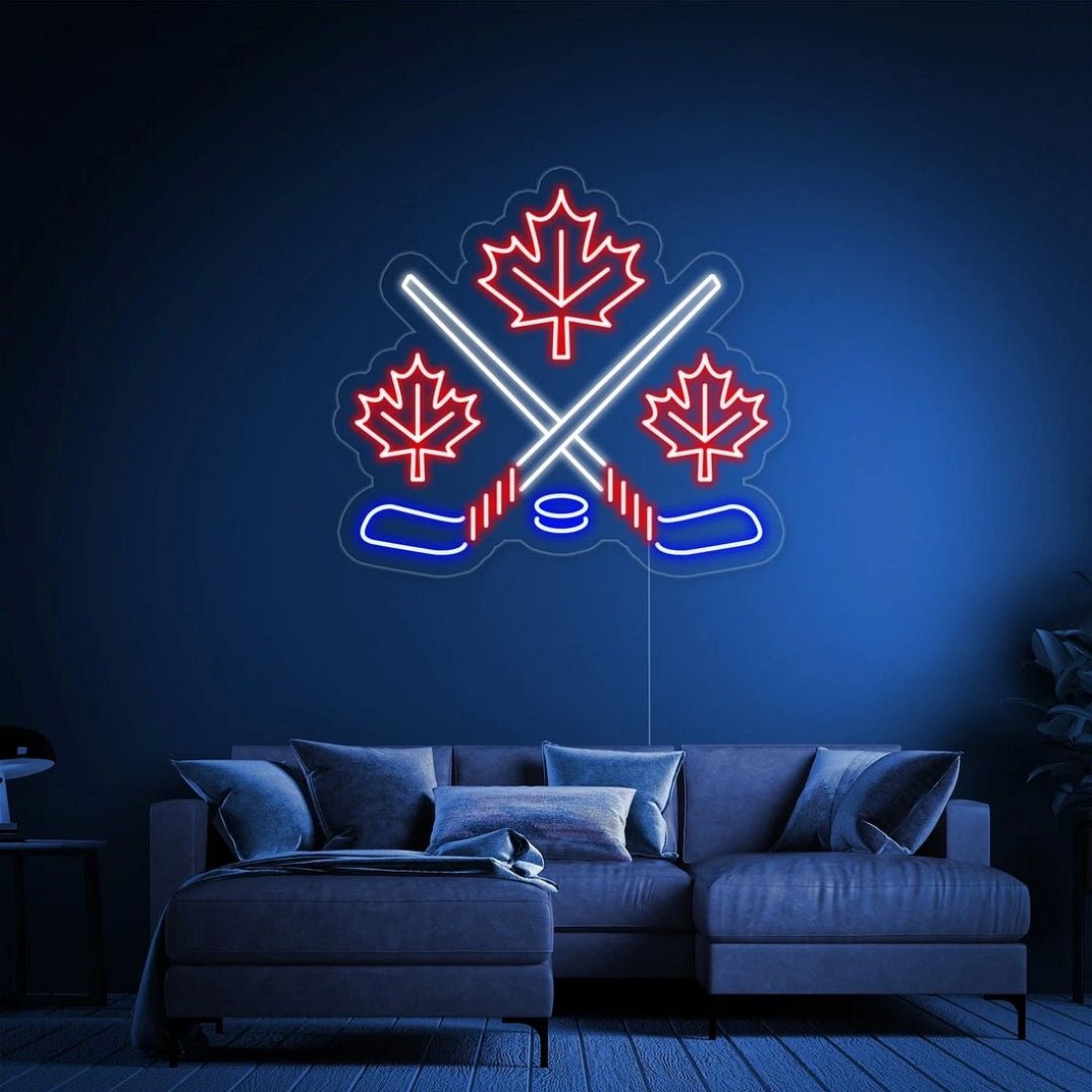 Maple Leaves With Crossed Hockey Led Sign Business Neon Sign - Shineneon