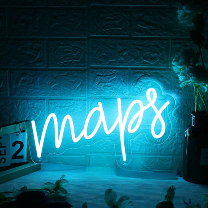 Maps Blue Led Neon Sign - Shineneon