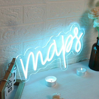 Maps Blue Led Neon Sign - Shineneon