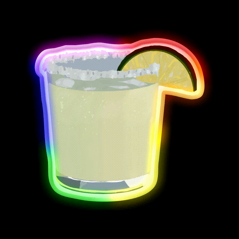 Margarita Cocktail Bar Decor Led Neon Sign Drink Lounge Art Rgb Color - LED neon sign close-up detail