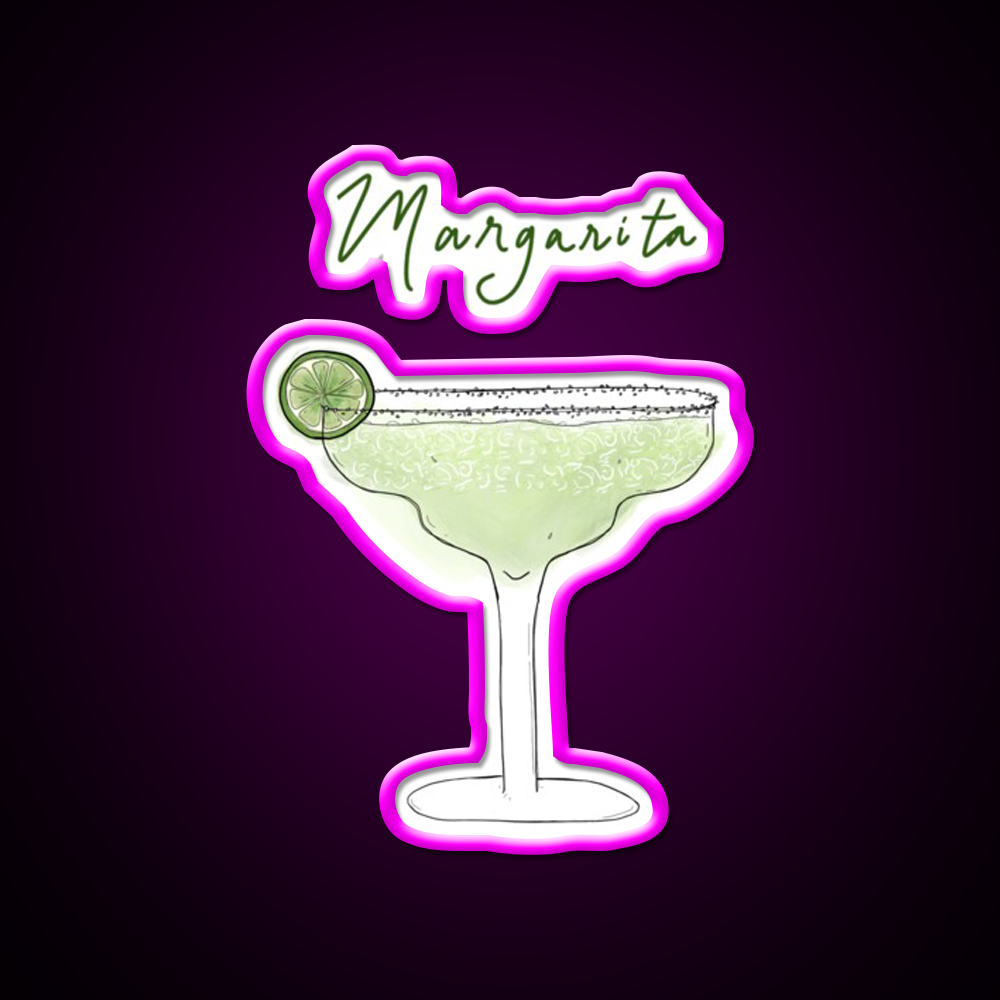 Margarita Cocktail Bar Decor Led Neon Sign Drink Wall Art Rgb Color - Neon sign mounted on wall in room