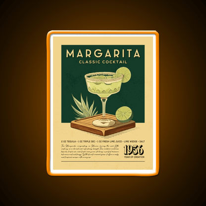 Margarita Cocktail Vintage Recipe Poster Party Drink Tequila Led Neon Sign Rgb Color - Shineneon