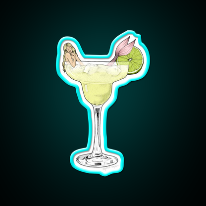 Margarita Mermaid Cocktail Bar Decor Led Neon Sign Rgb Color - Size and dimension reference