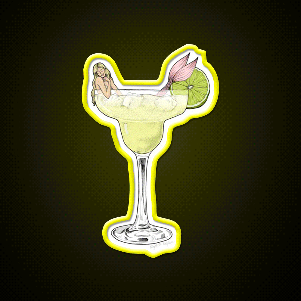 Margarita Mermaid Cocktail Bar Decor Led Neon Sign Rgb Color - Custom LED neon sign front view