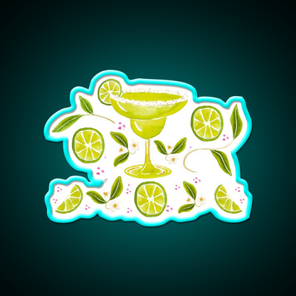 Margarita Party Cocktail Bar Decor Led Neon Sign Rgb Color - Size and dimension reference