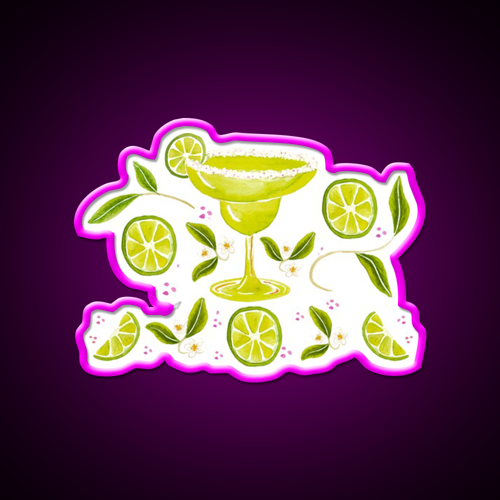 Margarita Party Cocktail Bar Decor Led Neon Sign Rgb Color - Neon sign mounted on wall in room