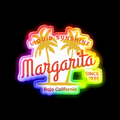 Margarita Since 1938 Liquid Sunshine Party Drink Tequila Led Neon Sign Rgb Color - LED neon sign close-up detail