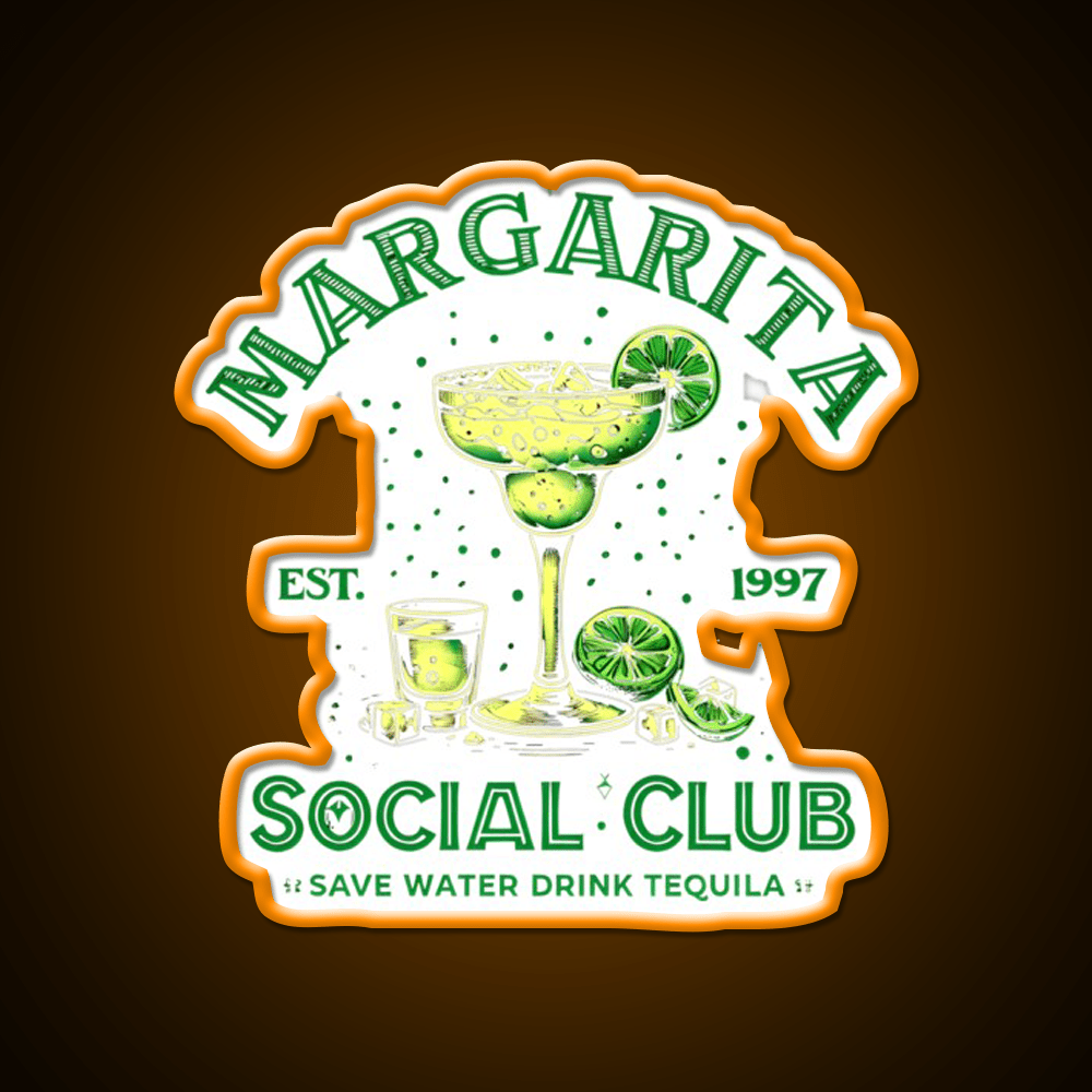 Margarita Social Club Cocktail Tequila Party Drink Tequila Led Neon Sign Rgb Color - Shineneon
