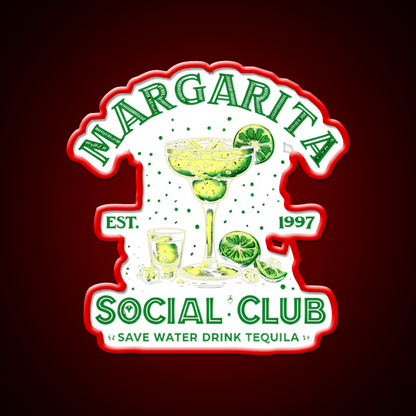 Margarita Social Club Cocktail Tequila Party Drink Tequila Led Neon Sign Rgb Color - Shineneon